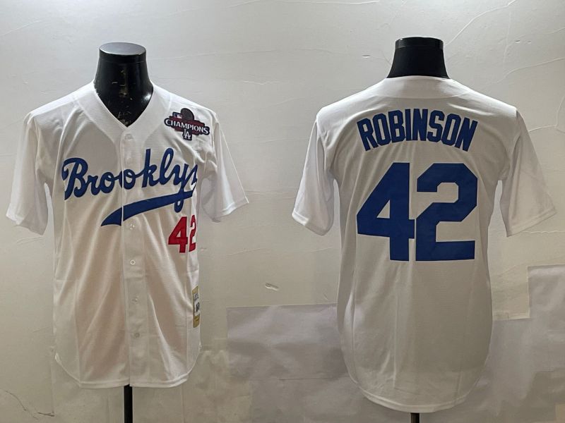 Men Los Angeles Dodgers 42 Robinson White Throwback Game 2025 Nike MLB Jersey style 2